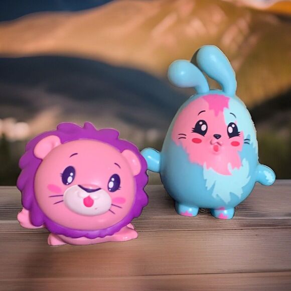 McDonalds Moose Pikmi Pops 2020 Blue Ebby Bunny & Purple Lion Set of 2 - Picture 1 of 5
